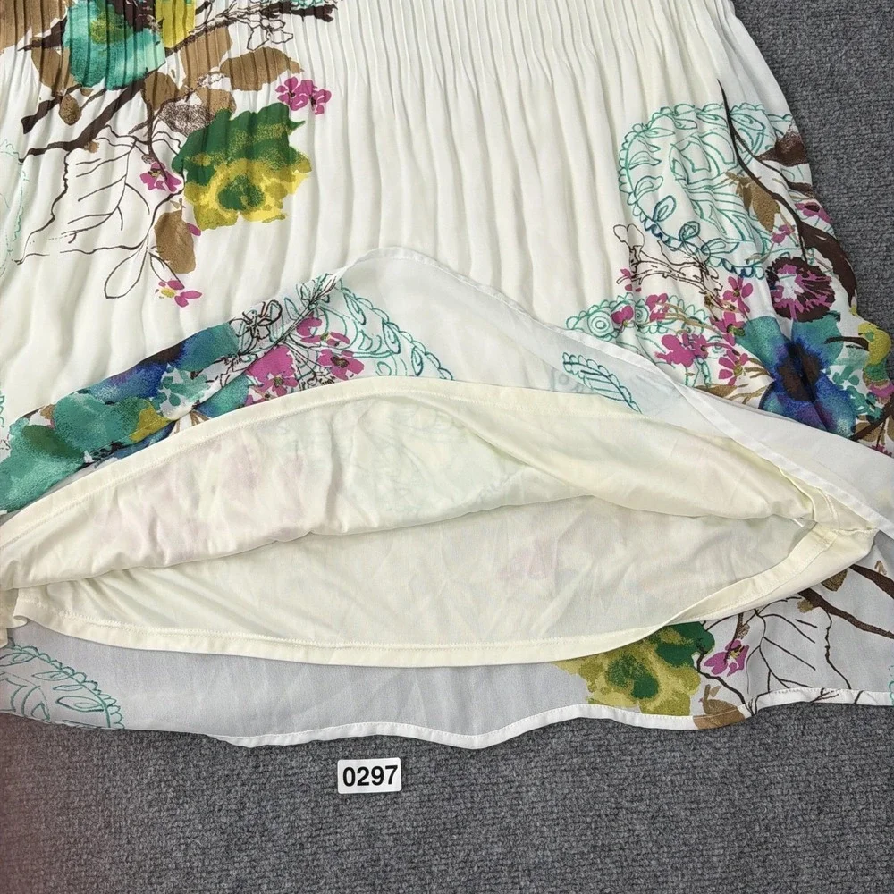 Sunny Leigh Midi Dress Womens 3X White Floral Pleated Bell Sleeve Boho Flowy - Picture 8 of 9